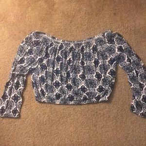 Off the shoulder mid-rise blouse